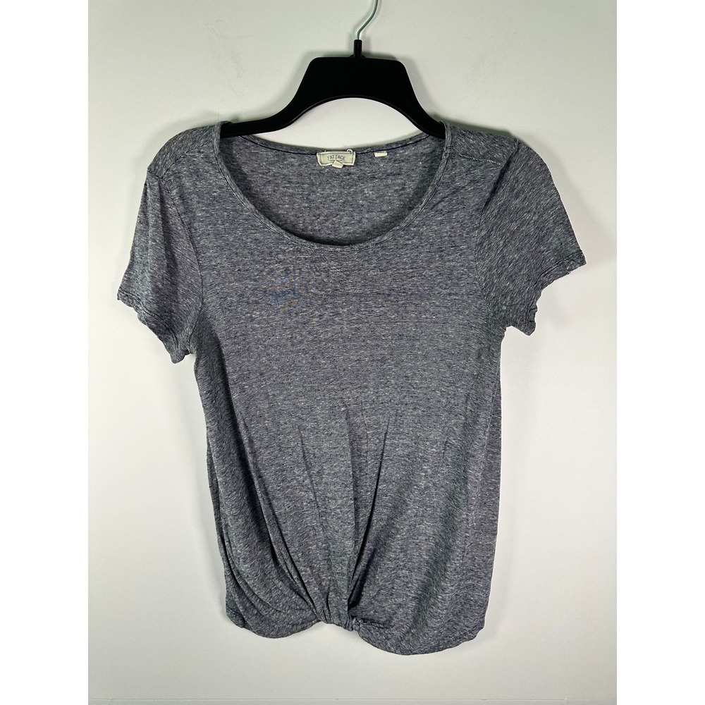 FatFace TShirt Womens S Heather Navy Twist Front Scoop Neck Short Sleeve Top